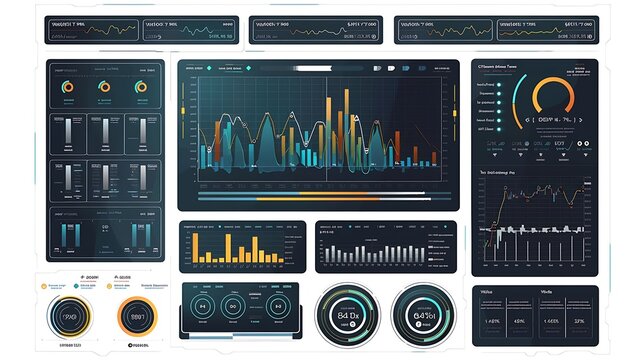 Futuristic dashboard ui design with data visualization and analytics interface elements concept