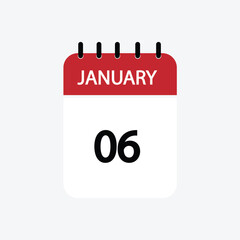 6 january calendar january calendar vector illustration