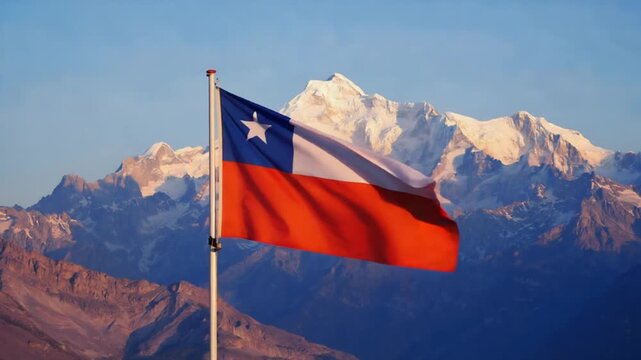 Chilean flag in the Andes.