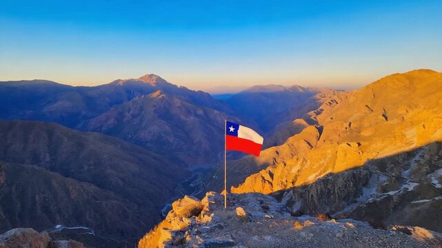 Chilean flag in the Andes.