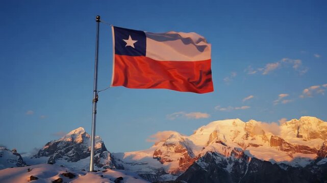 Chilean flag in the Andes.