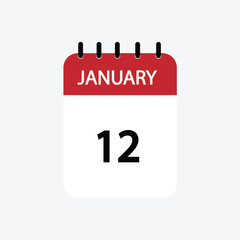12 january calendar january calendar vector illustration
