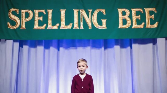 Child in a bee spelling contest.