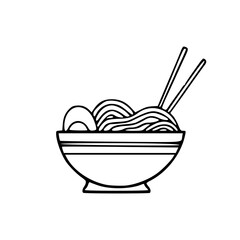 outline noodle soup with egg and spoon icon