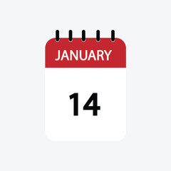 14 january calendar january calendar vector illustration