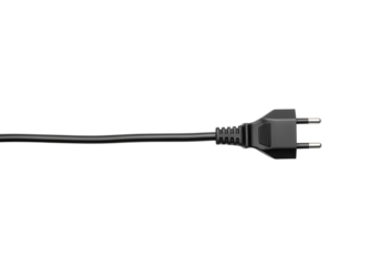Black power plug cable isolated PNG with Transparent Background