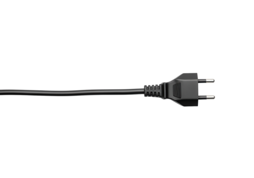 Black power plug cable isolated PNG with Transparent Background