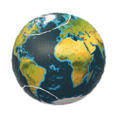 Fototapeta premium Detailed 3d digital rendering of earth depicting continents oceans and global waterways providing a comprehensive view of planet surface geography and aquatic systems
