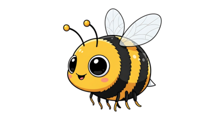 Cute cartoon bee isolated on transparent background