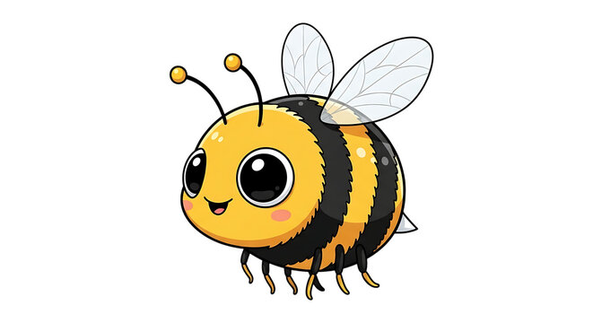 Cute cartoon bee isolated on transparent background