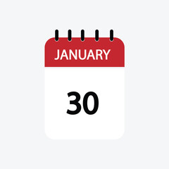 30 january calendar january calendar vector illustration