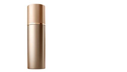 A light brownish-bronze cylindrical container, likely for a cosmetic product.  It has a smooth, slightly reflective surface.  A matching cap is visible
