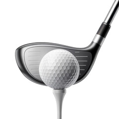 Golf driver and ball close up on tee ready for impact majestic sports photography capturing the moment before a powerful swing isolated on transparent background