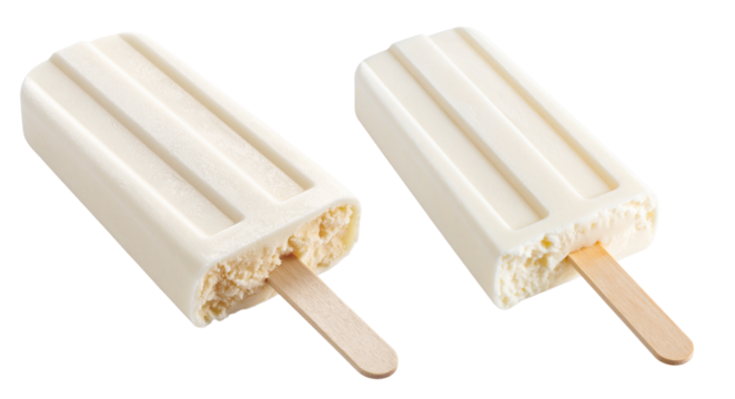 group of vanilla popsicle ice cream stick isolated on white background