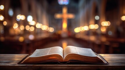 holy bible open book in church
