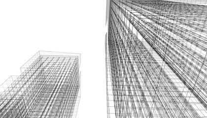 Architectural building 3d illustration 3d rendering