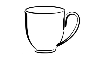 Black and white line drawing of a coffee mug coffee cup beverage