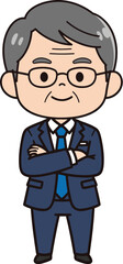 Fototapeta premium Chibi Vector Ilustration Older Businessman Wearing a Blue Suit.