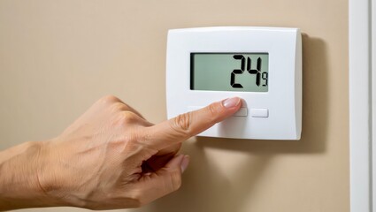 Hand adjusting thermostat digital screen for energy saving heating control