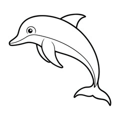 dolphin illustration ,outline isolated on white background