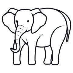 Fototapeta premium elephant ,outline illustration isolated on white background