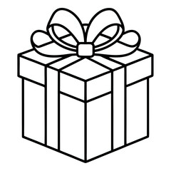 Obraz premium gift box ,outline illustration isolated on white background