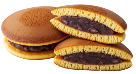 Dorayaki, a japanese pancake filled with red bean paste, isolated on transparent background