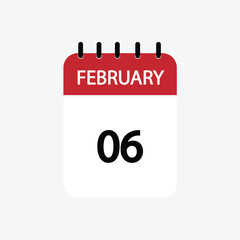 6 february calendar february calendar vector illustration