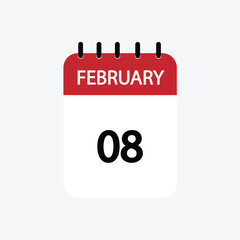 8 february calendar february calendar vector illustration
