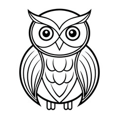 owl ,outline illustration isolated on white background