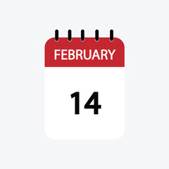 14 february calendar february calendar vector illustration