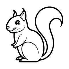 squirrel ,outline isolated on white background