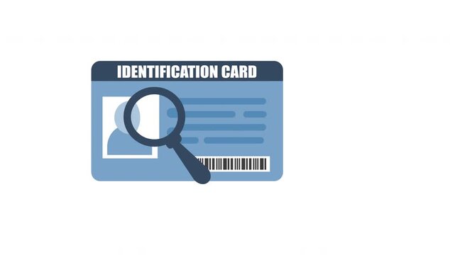 animation of Identity Card with Verification Symbol and Magnifying Glass