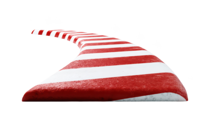 Red & white striped elevated curve, isolated on black