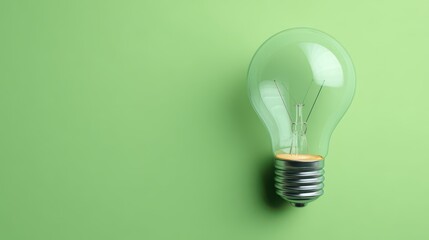 a light bulb on a green background with copy space for text