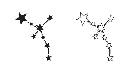 Constellation stars outline and filled with transparent background