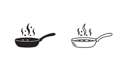 Cooking pan with steam, food icon with transparent background