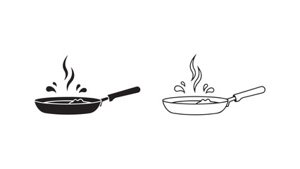 Cooking pan with steam, food icon with transparent background
