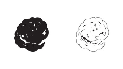 Cosmic cloud with stars and swirls with transparent background