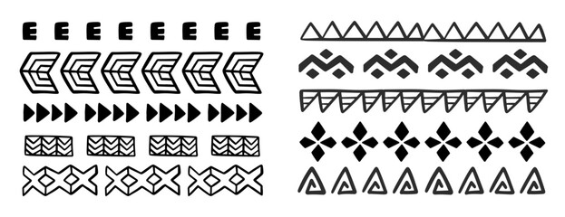Hawaiian tribal border dividers geometric line set