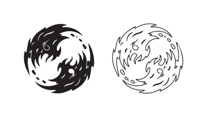 Abstract swirling shapes in black and white