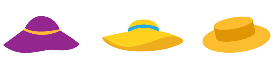 Sun hat vector icon. Hat illustration sign. Summer hat symbol. Summer logo.