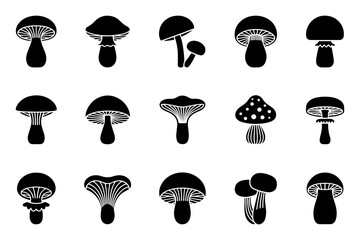  collection of various mushroom silhouettes