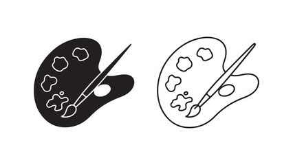 Artist palette and paintbrush with transparent background