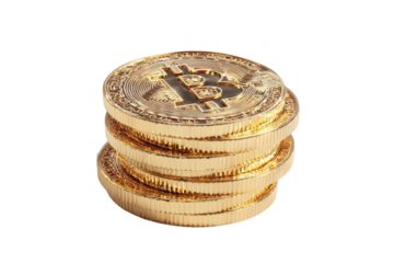 Stack of golden Bitcoin coins