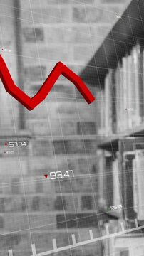 Animating financial graph over bookshelves in library