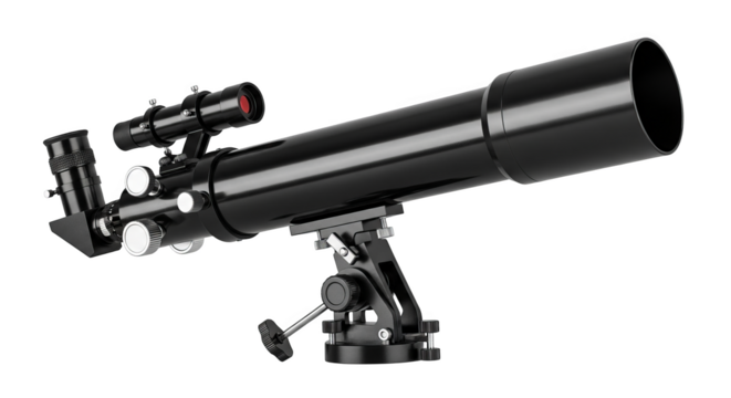 Black Refractor Telescope On Equatorial Mount