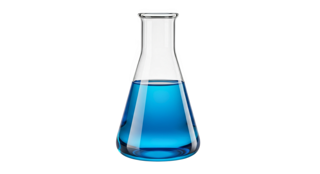 Blue Liquid In Erlenmeyer Flask Science Lab