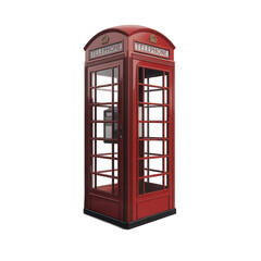 Classic red british telephone box isolated on a solid capturing iconic london street furniture isolated on transparent background