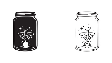 Bee in jar with sparkling elements